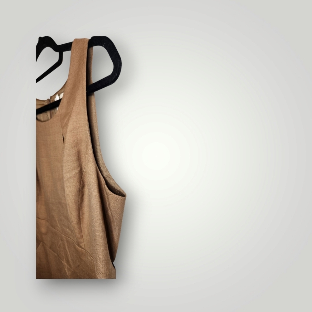 J.Crew wool Dress Emmaleigh Wool Sheath beige sleeveless Pockets Size 8 - Picture 4 of 16